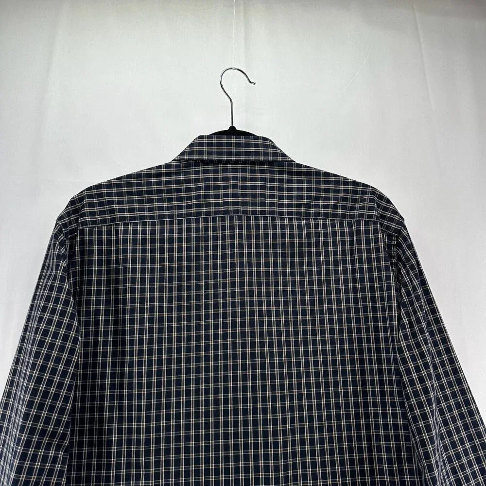 Banana Republic Button Up Shirt L Black Plaid Long Sleeve Non Iron Standard Fit - Picture 6 of 12